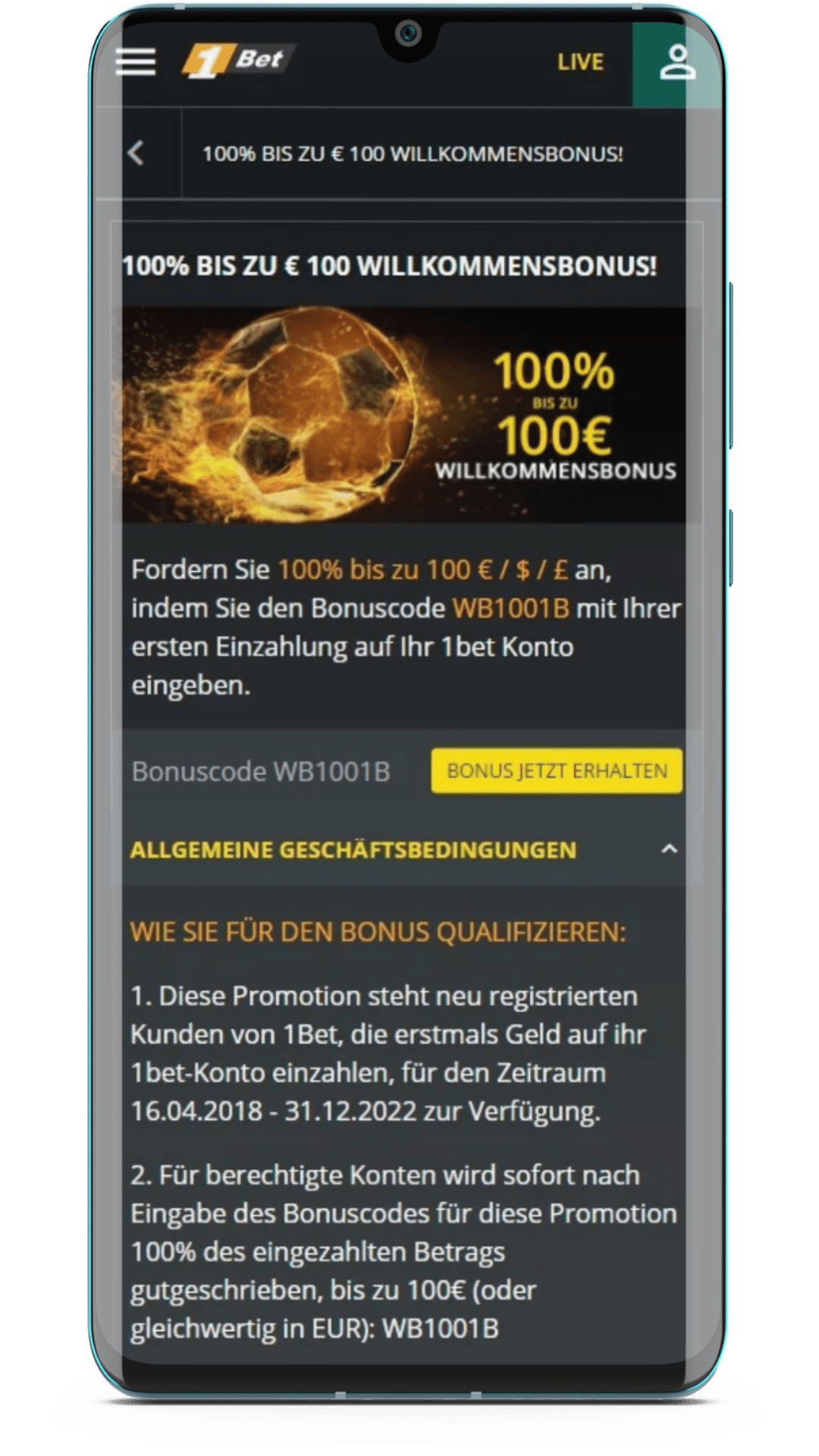 1bet App Bonus