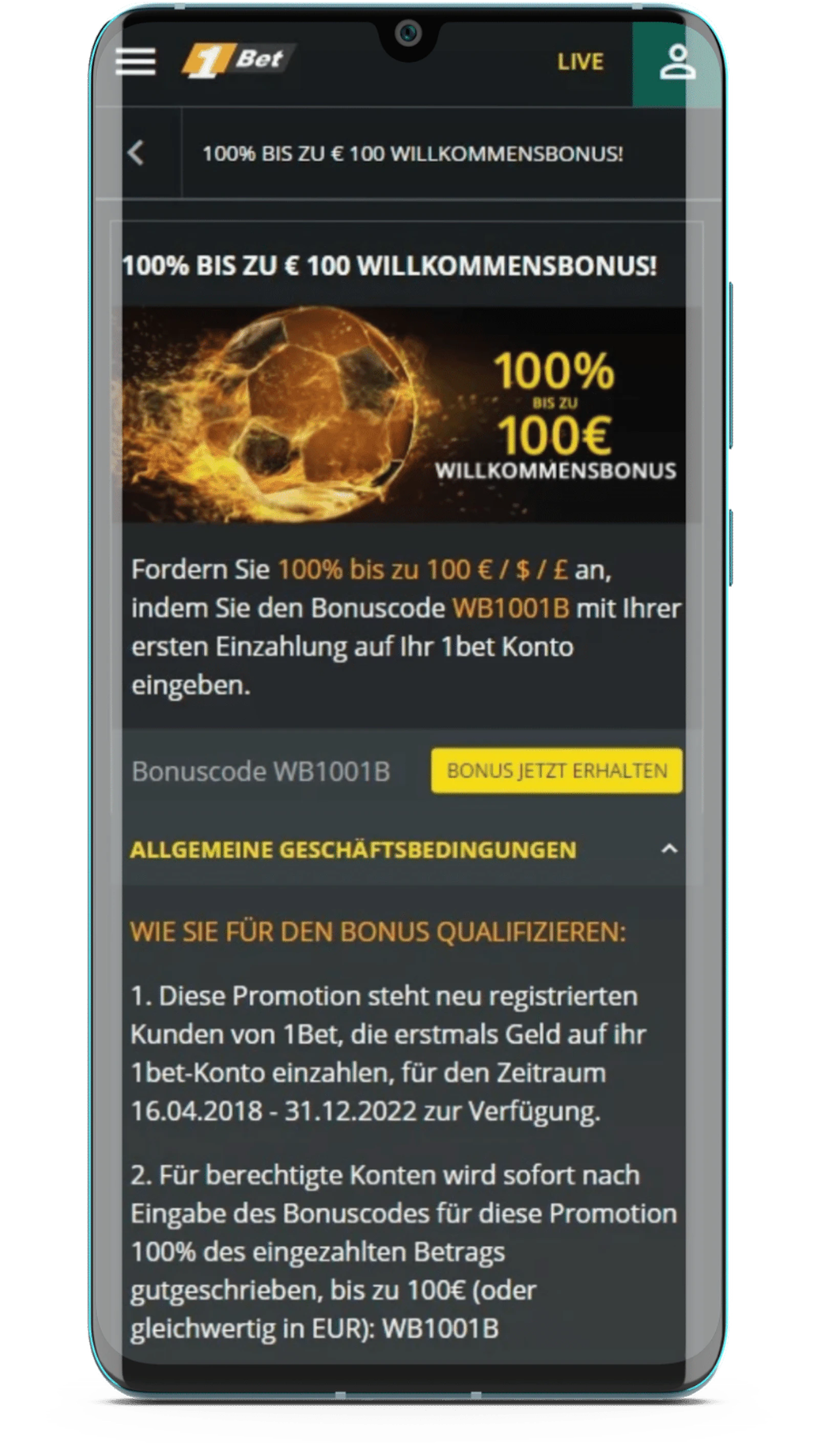 1bet App Bonus