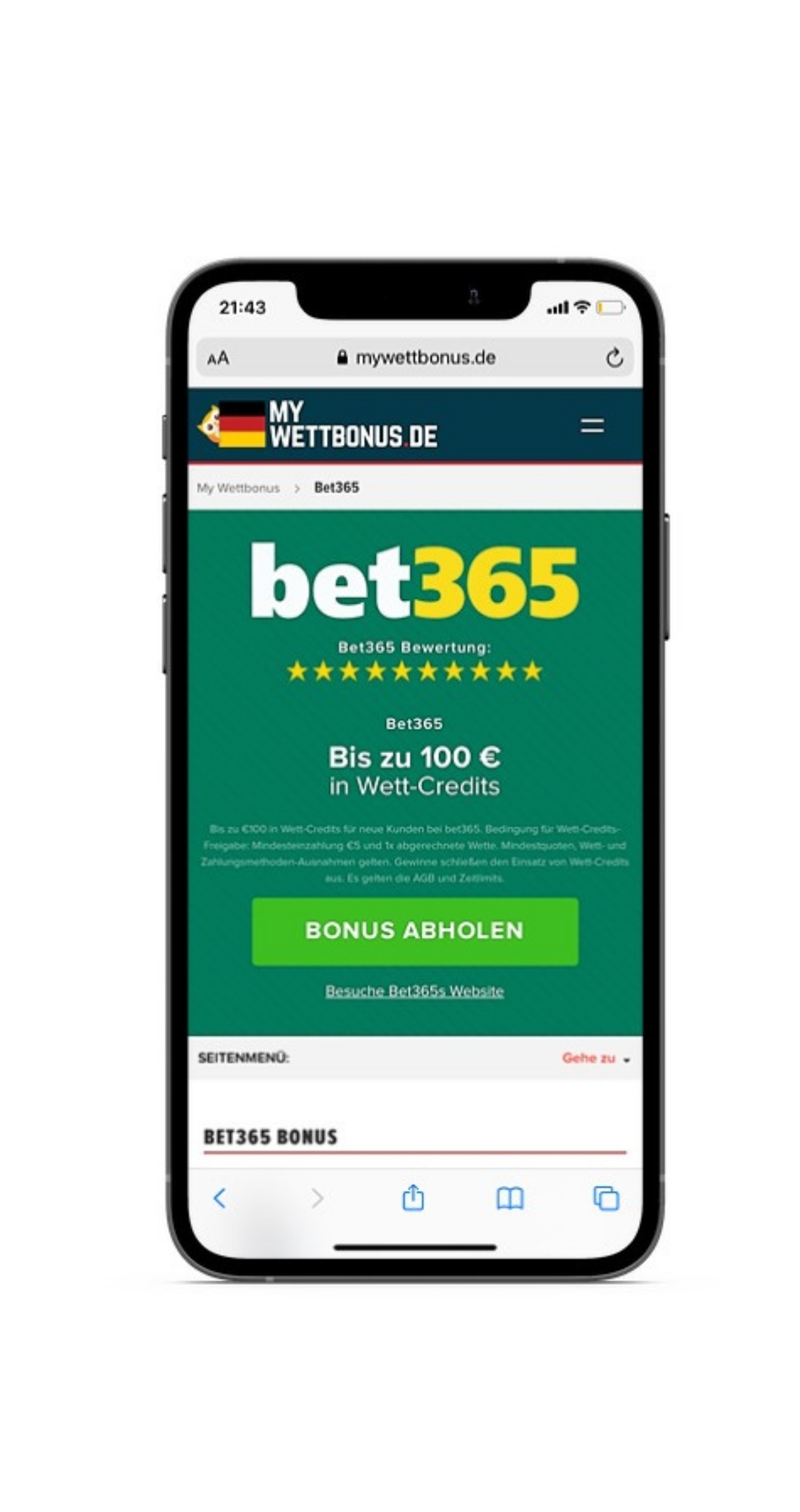 Bet365 Bonus abholen