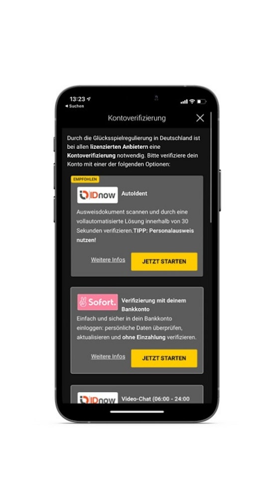 Bwin Verifizierungsmethode