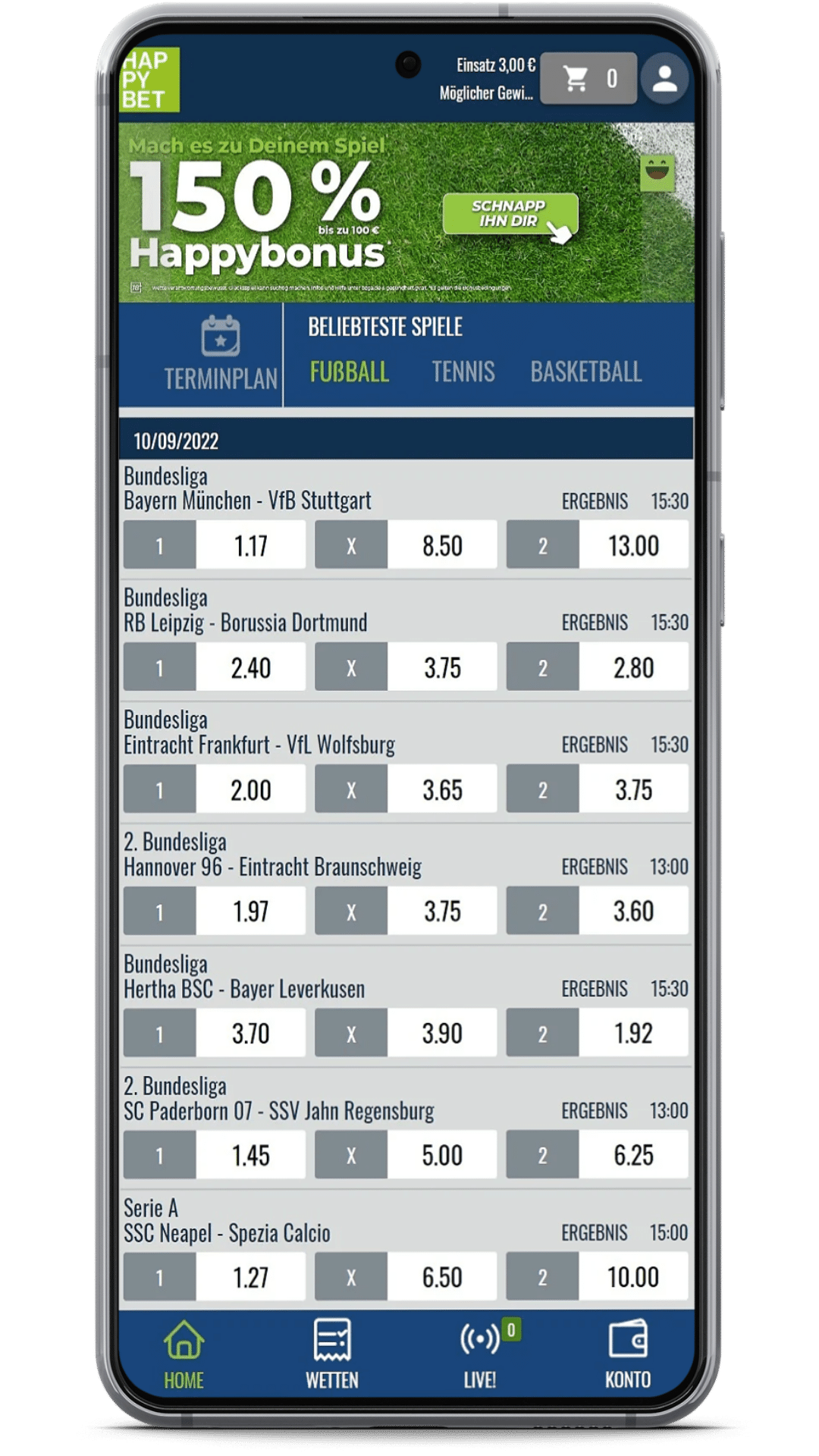 Happybet App Startseite