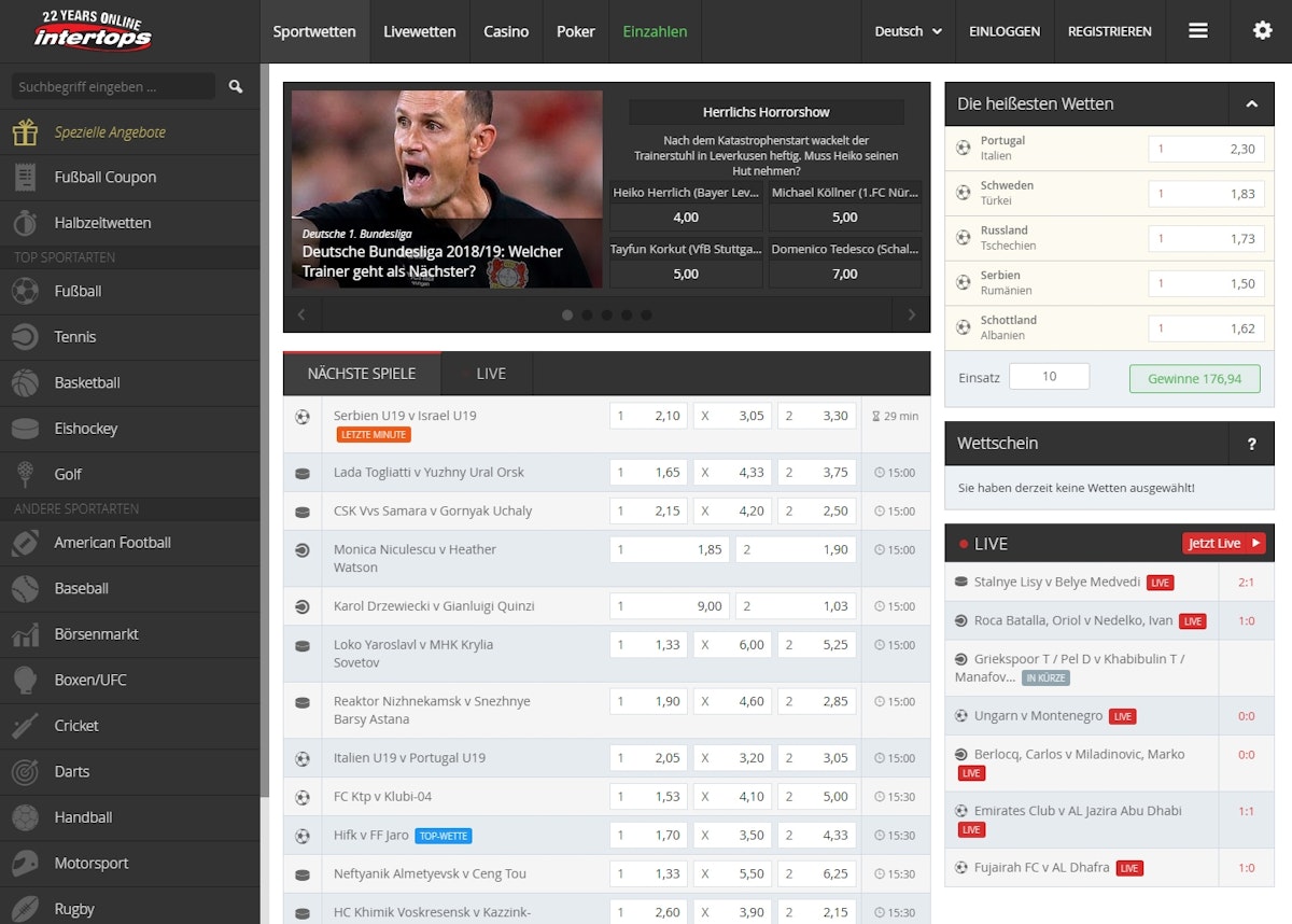 Intertops Sportwetten Intertops Sportwetten