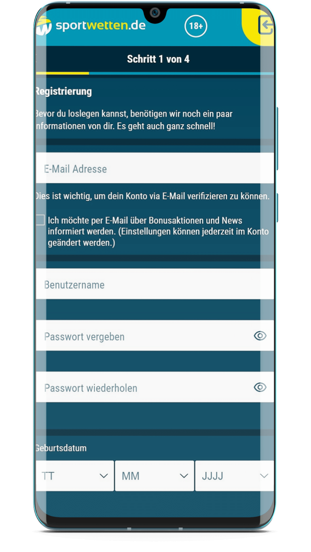 Sportwetten.de App Anmeldung