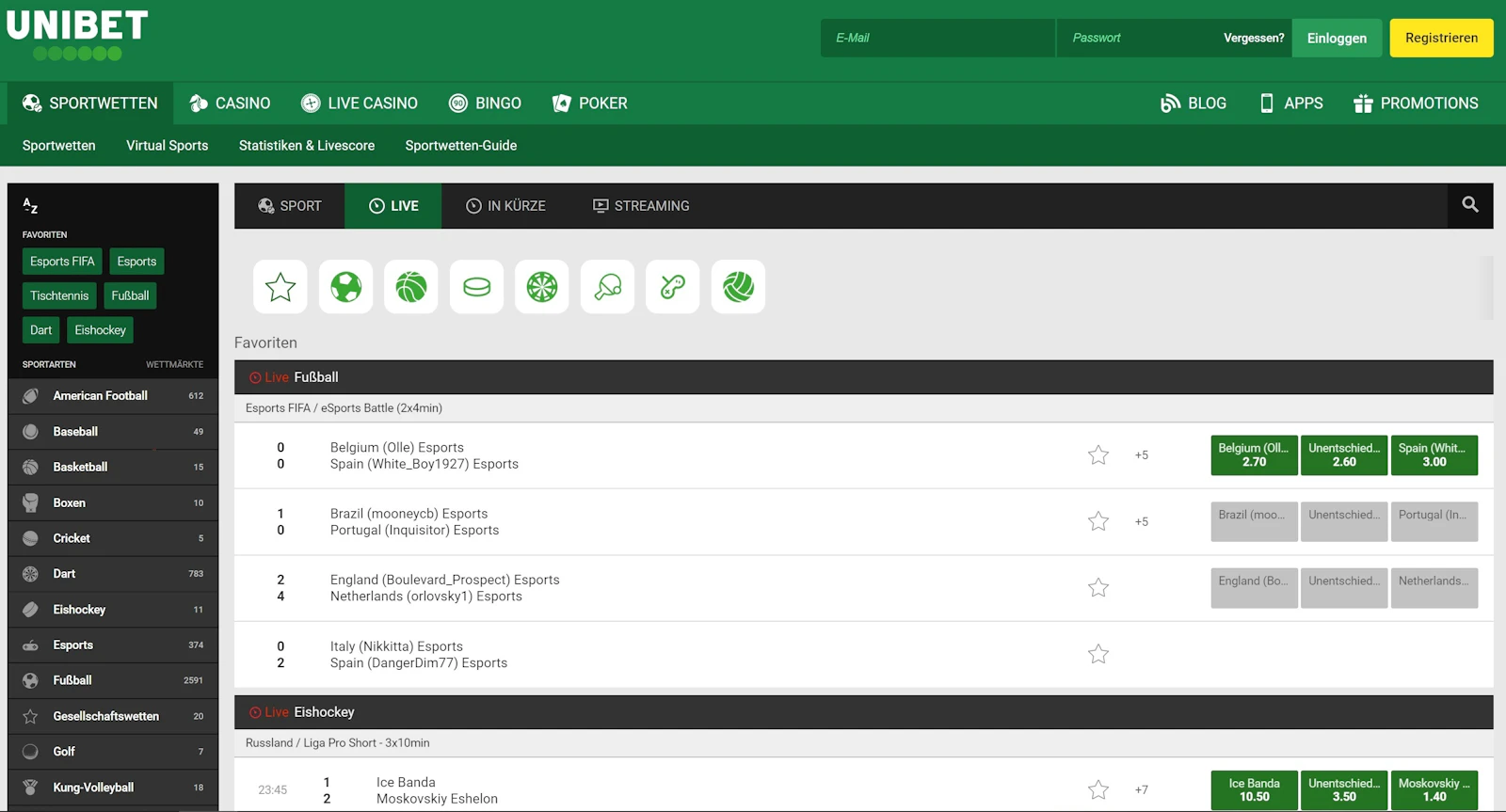 Unibet Livewetten