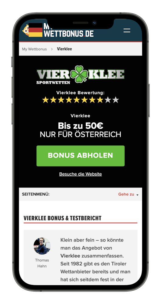 Vierklee Sportwetten Bonus