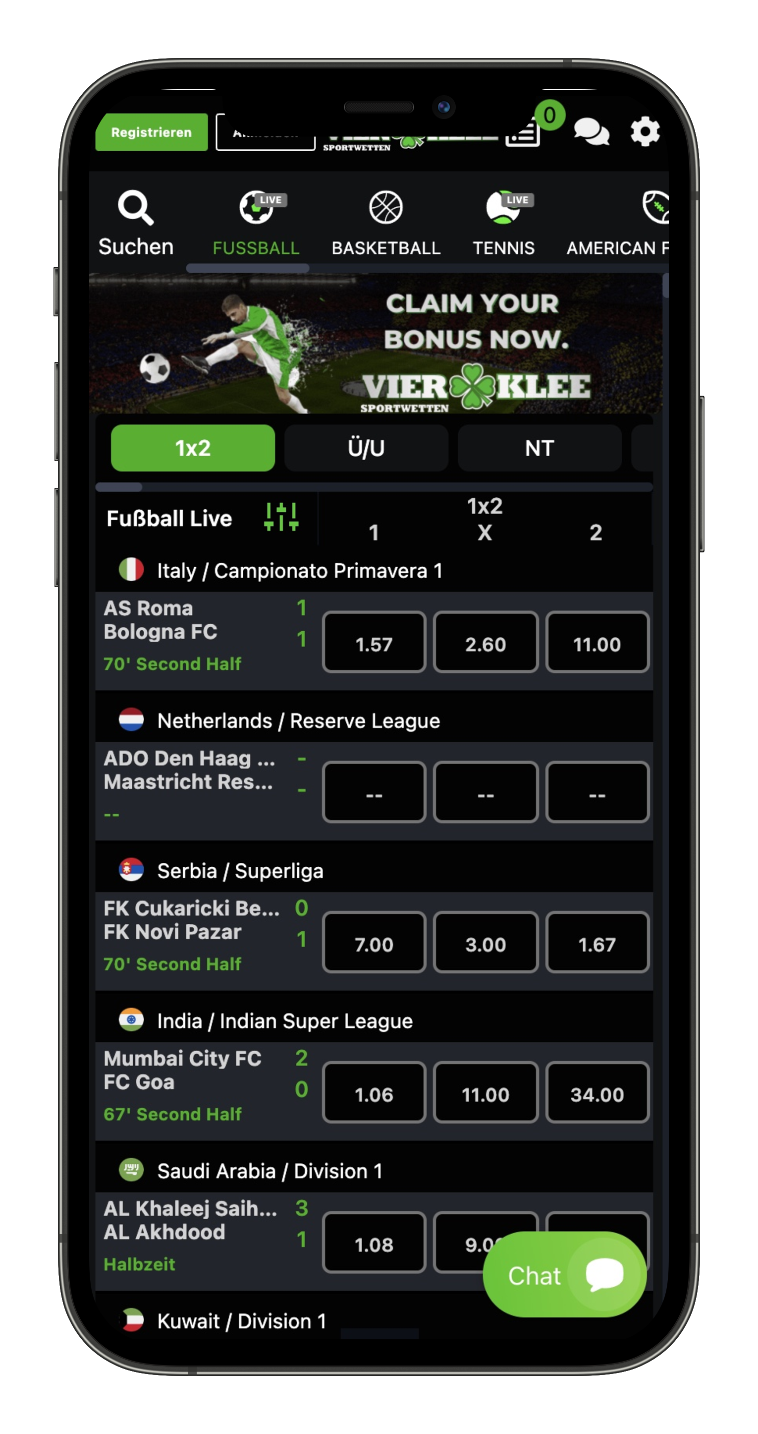 Vierklee Sportwetten App