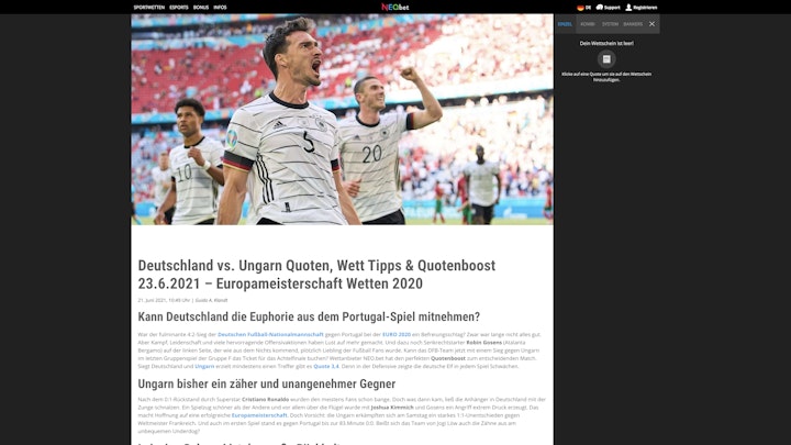 NEO.bet: EM Quotenboost auf Deutschland